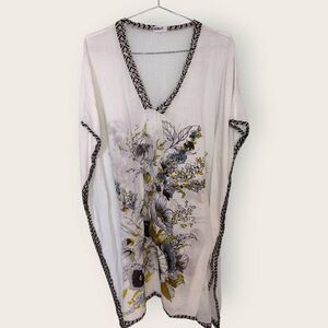 Womens Kimono Cover Up One Size Semi Sheer Cotton Oversized Knee Length Pullover